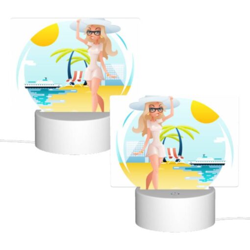 Rectangular Acrylic Night Light, A Woman In A White Dress Is Standing On A Beach -Acrylic Night Light Shop 6c2a70576283fb21dc3ee4b16406767036e347cf
