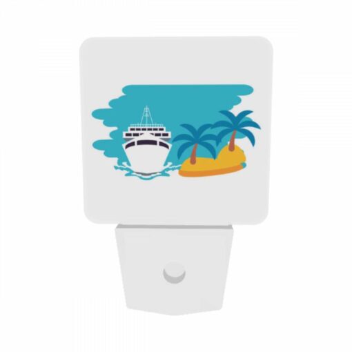 Night Light Set Of 2, A Boat Is Sailing In The Ocean Next To A Palm Tree. -Acrylic Night Light Shop 6cadbad6740a17ef5c476500b1842e2cdeb25707