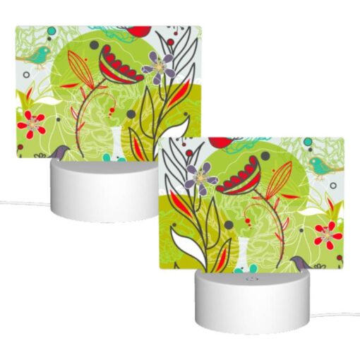 Rectangular Acrylic Night Light, A Colorful Painting Of Flowers And Birds. -Acrylic Night Light Shop 6cb4e62cefc0e3baf6b6712b8b452db157ba12fe