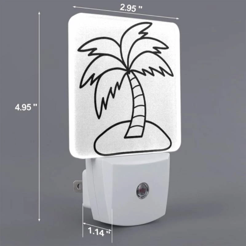 Night Light Set of 2, A black and white drawing of a palm tree. Night Light Set Of 2, A Black And White Drawing Of A Palm Tree. -Acrylic Night Light Shop 6cce0b417b57970f4ca2a036b772bab6d530cf10