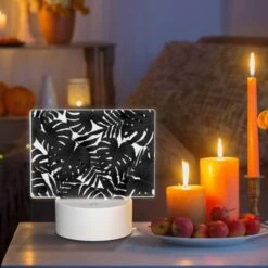 Rectangular Acrylic Night Light, A Black And White Photo Of A Leafy Plant. -Acrylic Night Light Shop 6cf28892d09691a9e72ddceb45e45606ef374a9a