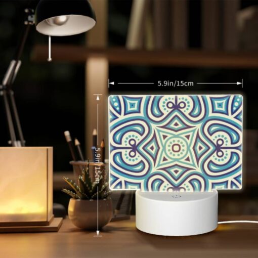 Rectangular Acrylic Night Light, A Blue And White Patterned Design. -Acrylic Night Light Shop 6d0fe98b09228edc0ba37e43ae5ccd549f9eb298