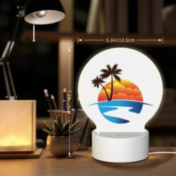 Round Acrylic Night Light, A Sunset With A Beach And Palm Trees. -Acrylic Night Light Shop 6d2477193e4c2abdbc92f3d7ebae188fecaeecdb