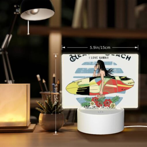 Rectangular Acrylic Night Light, A Woman With A Surfboard In The Ocean. -Acrylic Night Light Shop 6d8c0495aebd45cbbff3964868dd6951104491eb