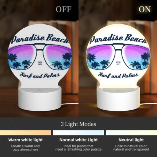 Round Acrylic Night Light, A Pair Of Sunglasses With A Beach Scene On Them. -Acrylic Night Light Shop 6d9eccfb03f873b05a943682405f1fa6181c5fde