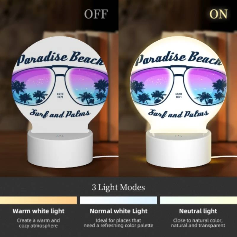 Round Acrylic Night Light, A pair of sunglasses with a beach scene on them. Round Acrylic Night Light, A Pair Of Sunglasses With A Beach Scene On Them. -Acrylic Night Light Shop 6d9eccfb03f873b05a943682405f1fa6181c5fde