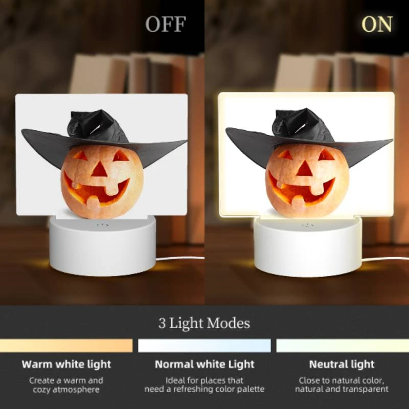 Rectangular Acrylic Night Light, A pumpkin with a black hat on it. Rectangular Acrylic Night Light, A Pumpkin With A Black Hat On It. -Acrylic Night Light Shop 6e0fb958bca261ec1339c82a45d616be7faaf9d4