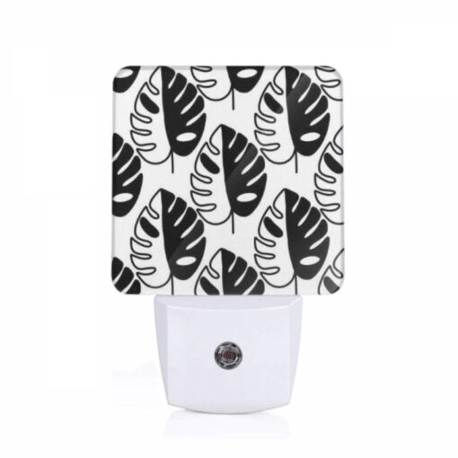 Night Light, A Pattern Of Leaves With A Black And White Background. -Acrylic Night Light Shop 6e97006ff69595d8ed3010425921dab16558f599