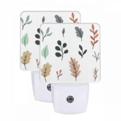 Night Light Set Of 2, A Collection Of Different Colored Leaves.