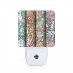 Night Light, Four Different Colored Paintings Of Flowers.