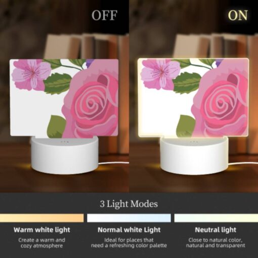 Rectangular Acrylic Night Light, A Pink Rose With A Yellow Center And Purple Petals. -Acrylic Night Light Shop 7085d5a4543cc4e4e22b0316f55de79beeae9d7e