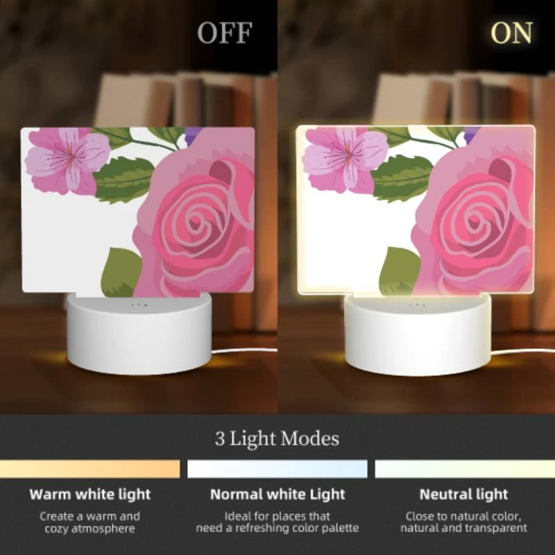 Rectangular Acrylic Night Light, A pink rose with a yellow center and purple petals. Rectangular Acrylic Night Light, A Pink Rose With A Yellow Center And Purple Petals. -Acrylic Night Light Shop 7085d5a4543cc4e4e22b0316f55de79beeae9d7e