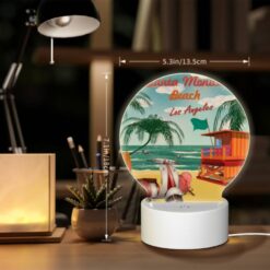 Round Acrylic Night Light, A Colorful Beach Scene With A Surfboard -Acrylic Night Light Shop 70c1fb6f059d16e76306f86cd90bbc078afef8ed