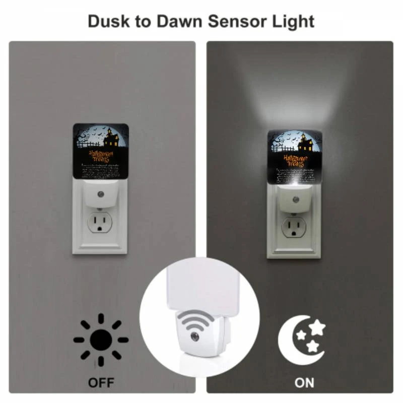 Night Light Set of 2, A Halloween treat poster with a spooky house and bats. Night Light Set Of 2, A Halloween Treat Poster With A Spooky House And Bats. -Acrylic Night Light Shop 70fc8de23c38e4c0c402793b4bd919c1701c8e6d