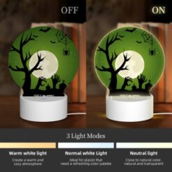 Round Acrylic Night Light, A Spooky Halloween Scene With A Full Moon And Bats. -Acrylic Night Light Shop 7105934e32fa50b502417da5256ba63e45ca2352