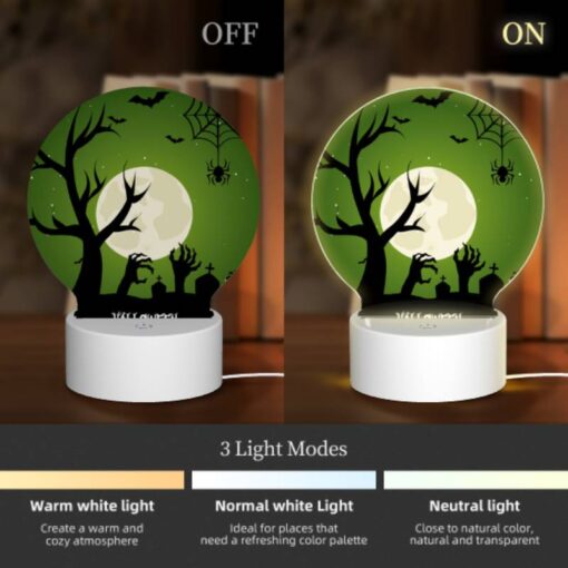 Round Acrylic Night Light, A Spooky Halloween Scene With A Full Moon And Bats. -Acrylic Night Light Shop 7105934e32fa50b502417da5256ba63e45ca2352