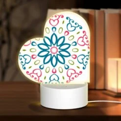 Love Acrylic Night Light, A Colorful Heart-shaped Design With A Yellow Center.