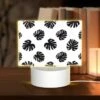 Rectangular Acrylic Night Light, A Pattern Of Black And White Flowers.