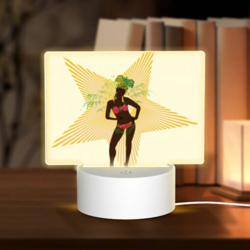 Rectangular Acrylic Night Light, A Woman In A Bikini Is Standing In Front Of A Star. -Acrylic Night Light Shop 7294b462447c73e978705d0fa96ca8bb2073b7a8
