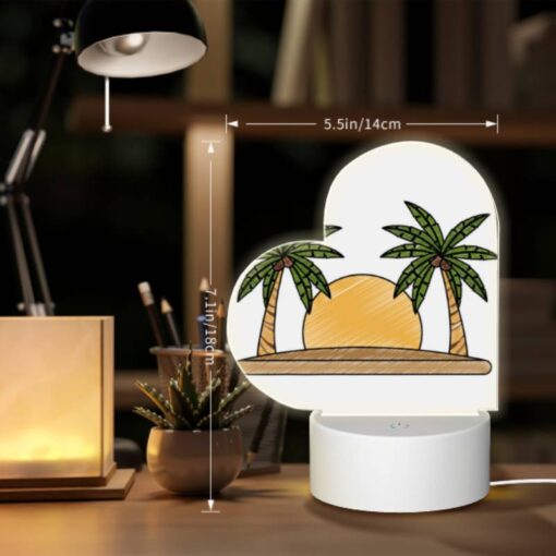 Love Acrylic Night Light, A Drawing Of A Sun With Two Palm Trees On Either Side. -Acrylic Night Light Shop 729cc018481e4703ba025fefea12064c76b3cfd3