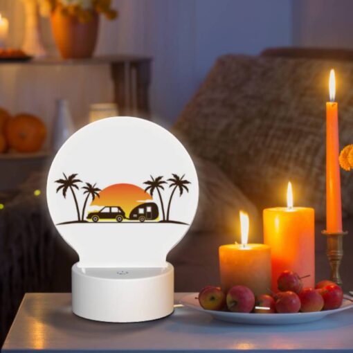 Round Acrylic Night Light, A Car Is Parked In Front Of A Camper -Acrylic Night Light Shop 72ffbabfcf1b722a2142c7e3011fdaf74bbab7ea
