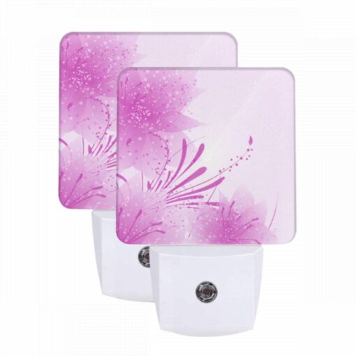 Night Light Set Of 2, A Pink Flower With Purple Petals. -Acrylic Night Light Shop 7384b598f201914d6bd48b84bfbf50c4edc56205