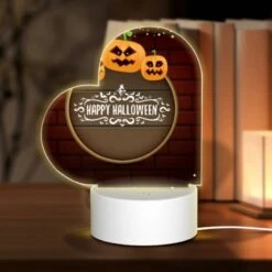 Love Acrylic Night Light, A Round Sign With A Happy Halloween Message.