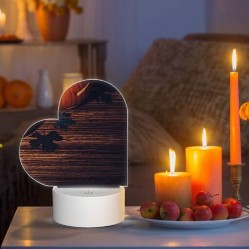 Love Acrylic Night Light, A Wooden Table With A Pumpkin On It. -Acrylic Night Light Shop 741c547cadb1e160753b98ff929040284186e333