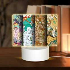 Rectangular Acrylic Night Light, Four Different Colored Designs Of A Dragon.