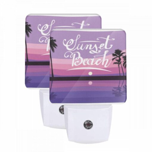 Night Light Set Of 2, A Sunset Beach Sign With A Moon In The Background. -Acrylic Night Light Shop 750612d55d16aea8bc5828bbb246bc81c1177b15