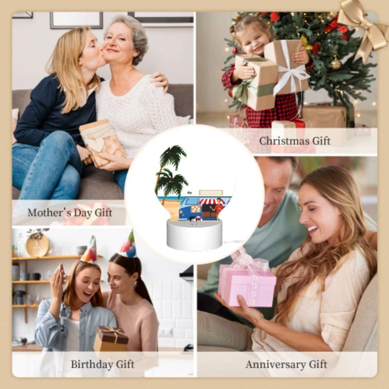 Round Acrylic Night Light, A man stands in front of a food truck on a beach. Round Acrylic Night Light, A Man Stands In Front Of A Food Truck On A Beach. -Acrylic Night Light Shop 751faa0d7aabefb93b064520c4c0a54a1cd33ed2