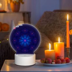 Round Acrylic Night Light, A Blue And Pink Geometric Flower. -Acrylic Night Light Shop 762ea97d33d73d41163d8c63b17016c6a6163f59