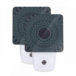 Night Light Set Of 2, A Blue And White Sun Design.