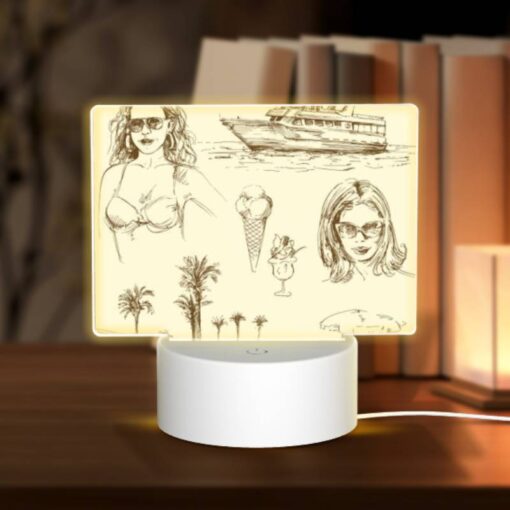 Rectangular Acrylic Night Light, A Woman Is Shown With A Cone Of Ice Cream. -Acrylic Night Light Shop 7691e3bdbd8ad197ef54aa1a8a57146ac760b3ea