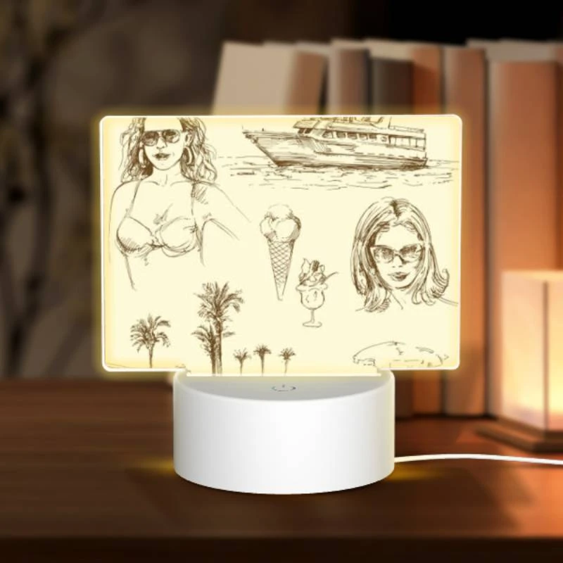Rectangular Acrylic Night Light, A woman is shown with a cone of ice cream. Rectangular Acrylic Night Light, A Woman Is Shown With A Cone Of Ice Cream. -Acrylic Night Light Shop 7691e3bdbd8ad197ef54aa1a8a57146ac760b3ea