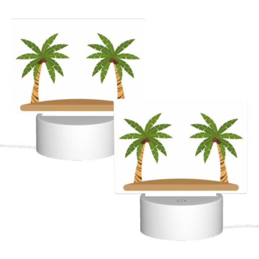 Rectangular Acrylic Night Light, Two Palm Trees On A Sandy Beach. -Acrylic Night Light Shop 76ac2dc4a11e15a40e6b93cd0fed4d65100ad648