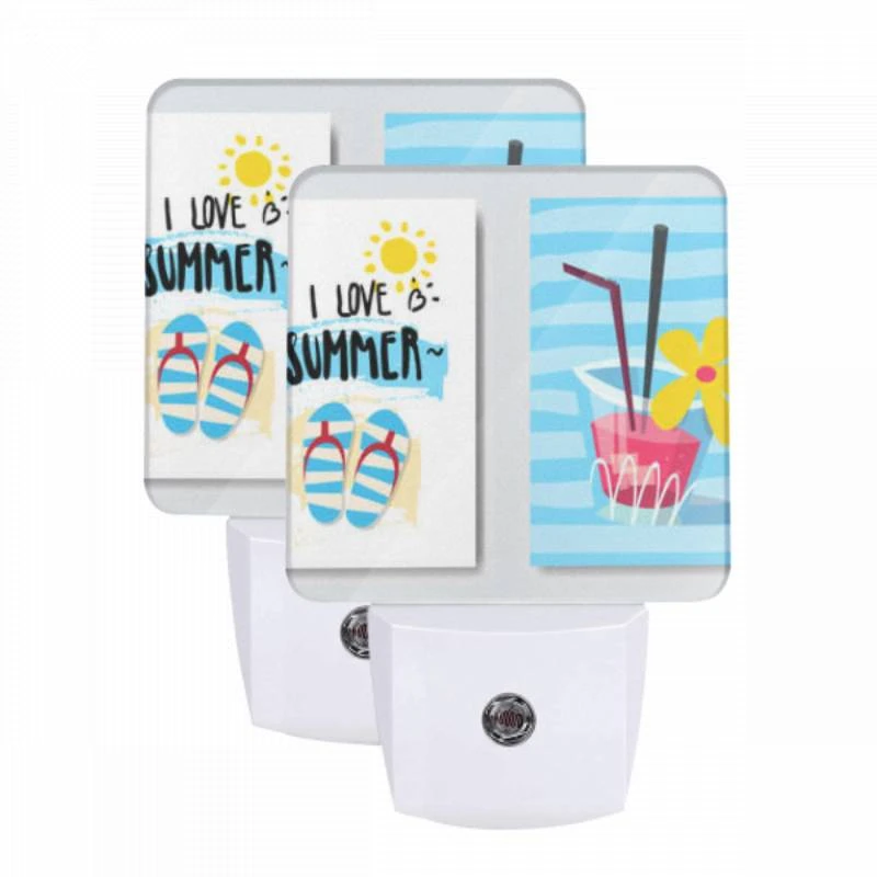 Night Light Set of 2, A cardboard sign that says "I love summer" with a straw in a cup of pink juice. Night Light Set Of 2, A Cardboard Sign That Says "I Love Summer" With A Straw In A Cup Of Pink Juice. -Acrylic Night Light Shop 77090c650f733d01986fe0121795edf442c3e502