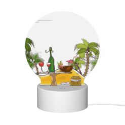 Round Acrylic Night Light, A Cartoon Of A Tropical Island With A Table And Chairs -Acrylic Night Light Shop 7716abfd454532ea37eb52071478f305e4eff761