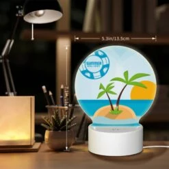 Round Acrylic Night Light, A Palm Tree Is Growing On A Small Island In The Middle Of The Ocean. -Acrylic Night Light Shop 777f5f9eadee79b86f59bcd170d13a6b65ddb0fb