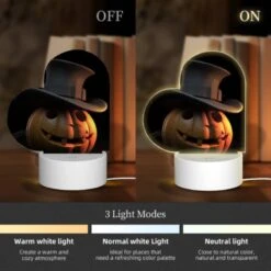 Love Acrylic Night Light, A Carved Pumpkin With A Top Hat On It. -Acrylic Night Light Shop 778532508b2722ba22e0496a5f9ab4652c7704bf