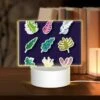 Rectangular Acrylic Night Light, Six Different Colored Leaves Are Shown In A Row.
