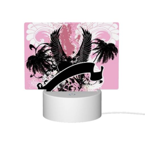 Rectangular Acrylic Night Light, A Pink And Black Image Of A Bird With A Letter "U" On It. -Acrylic Night Light Shop 782d9347f75d8b8692d0af694f30957a88dd4c2a