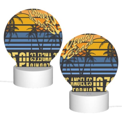 Round Acrylic Night Light, A Colorful Poster Advertising Venice Beach -Acrylic Night Light Shop 7845db02ac42cfda243027f1455377259dbef8d6