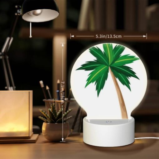 Round Acrylic Night Light, A Green And Brown Palm Tree With A Brown Trunk. -Acrylic Night Light Shop 7871e717562f3fb255024ebcf01e534318159eec