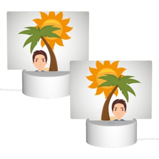 Rectangular Acrylic Night Light, A Man Is Smiling Under A Palm Tree. -Acrylic Night Light Shop 789240ba65810b835d0e1065c5cb5faee79367ea