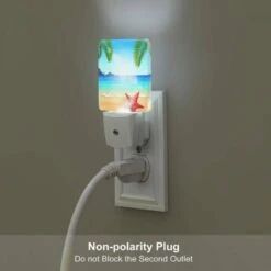 Night Light Set Of 2, A Red Starfish Is Sitting On The Beach In Front Of The Ocean. 4 Night Light Set Of 2, A Red Starfish Is Sitting On The Beach In Front Of The Ocean. -Acrylic Night Light Shop 78930769c4e1fd43b23496b7a150c8949af56ff7