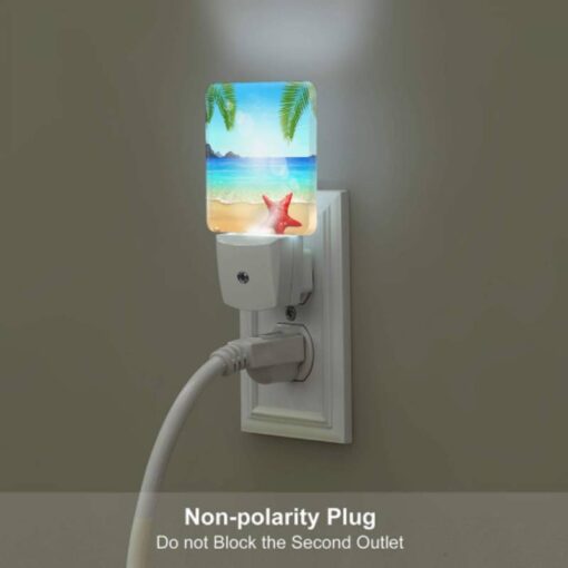 Night Light Set Of 2, A Red Starfish Is Sitting On The Beach In Front Of The Ocean. -Acrylic Night Light Shop 78930769c4e1fd43b23496b7a150c8949af56ff7