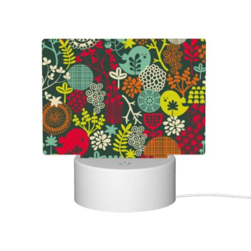 Rectangular Acrylic Night Light, A Colorful Floral Pattern With A Bird In The Middle. -Acrylic Night Light Shop 7897fac5d11a22b82708628c5e4a600530922c6e