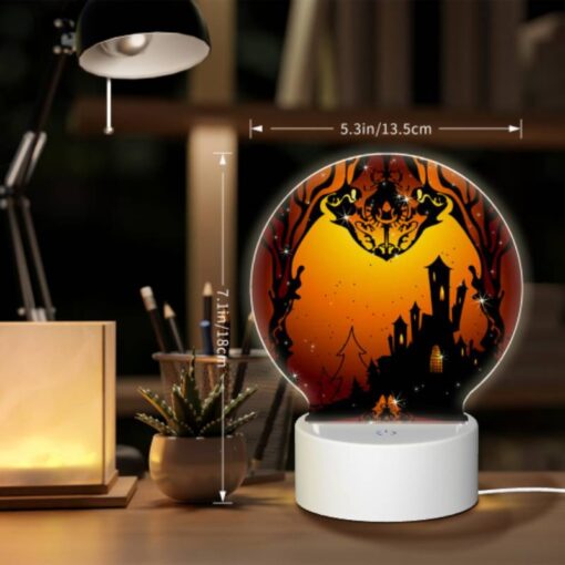 Round Acrylic Night Light, A Castle With A Moon In The Background. -Acrylic Night Light Shop 78a273648a8818e902ff9a4999566f22309141fd