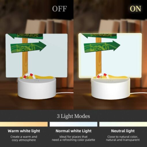 Rectangular Acrylic Night Light, A Sign Pointing To Paradise Beach. -Acrylic Night Light Shop 78adcd144d96b30d6f4e3af9db405afa5ad4c00d